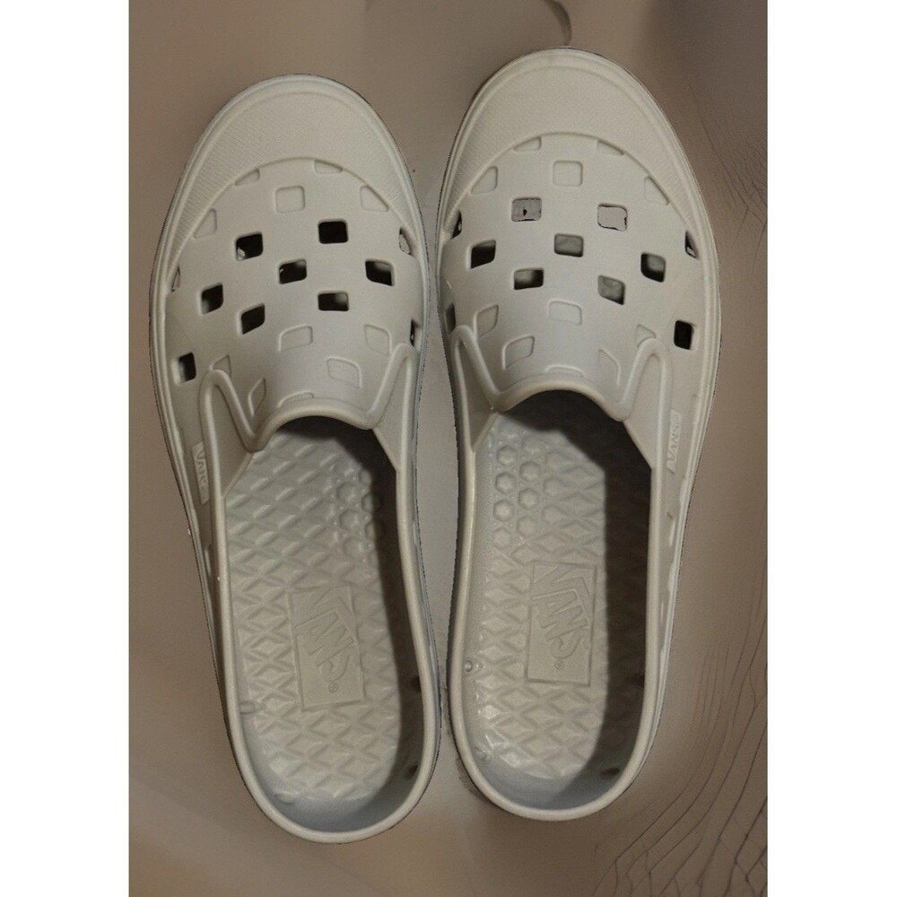 EUC Vans Slip-On Mule TRK Silver Lining Blue Gray Water Shoes Sandals M6 W7.5